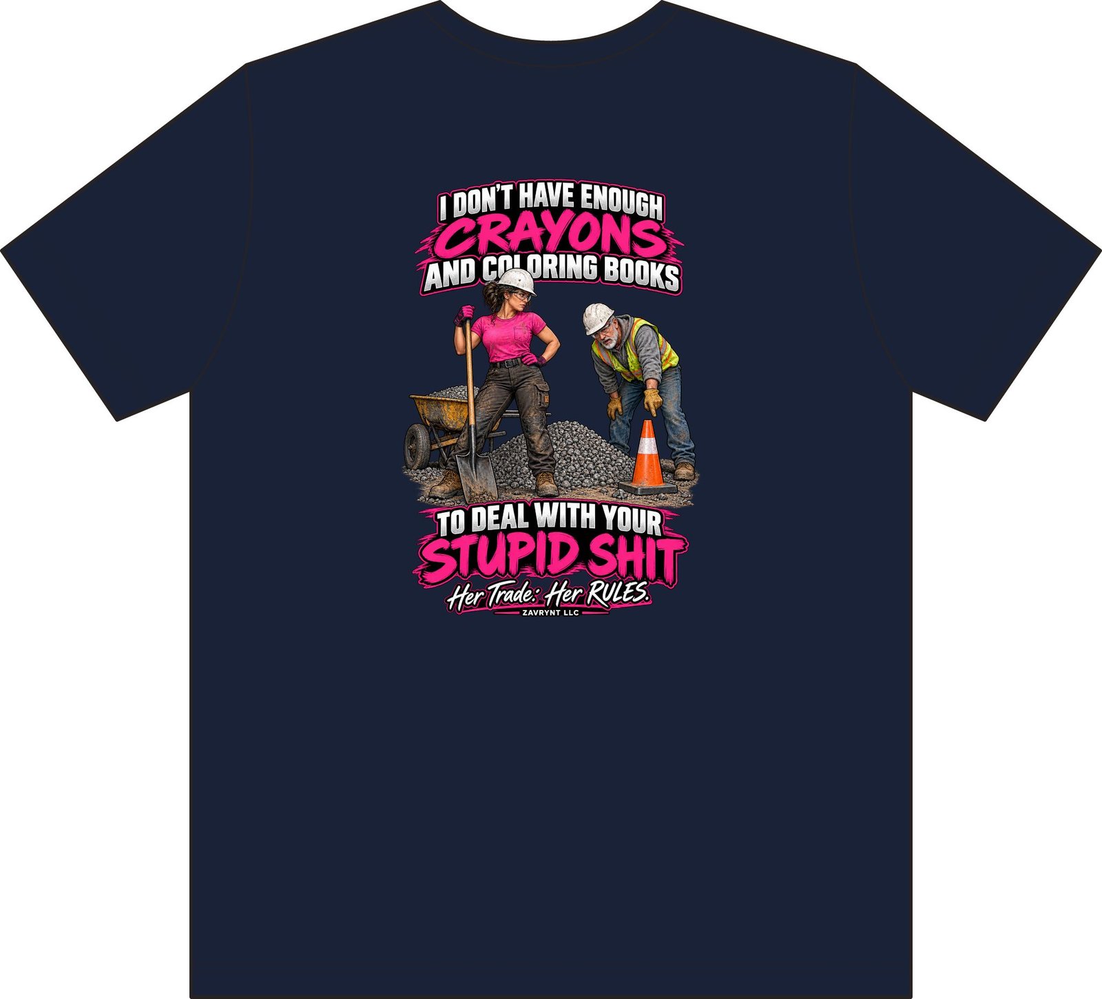 Her Trade. Her RULES. | Crayons and Coloring Books — Laborer Pocket T-Shirt - Image 5