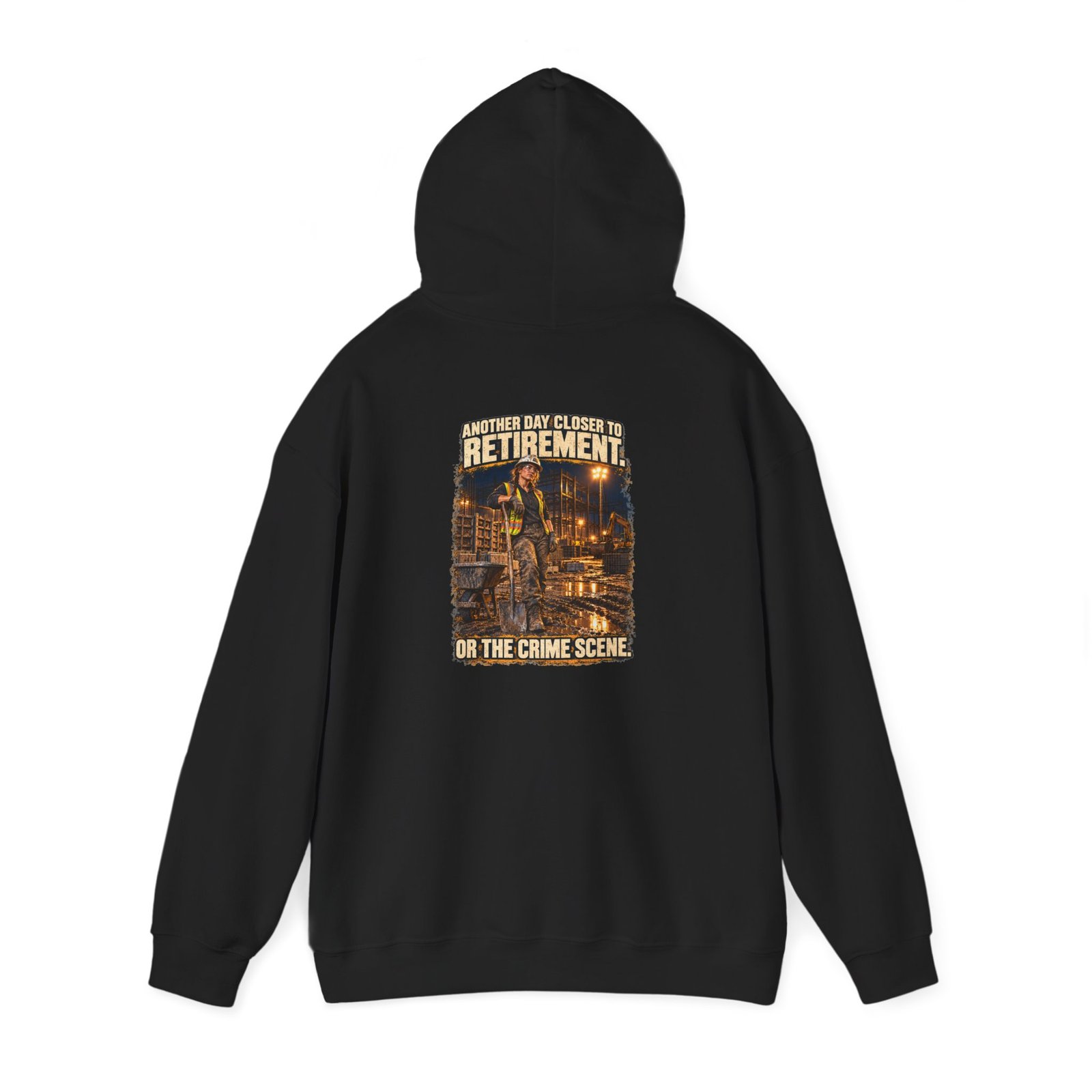 Another Day Closer to Retirement. Or the Crime Scene. — Ladies Laborer Hoodie | Don’t Be a Ronnie - Image 3