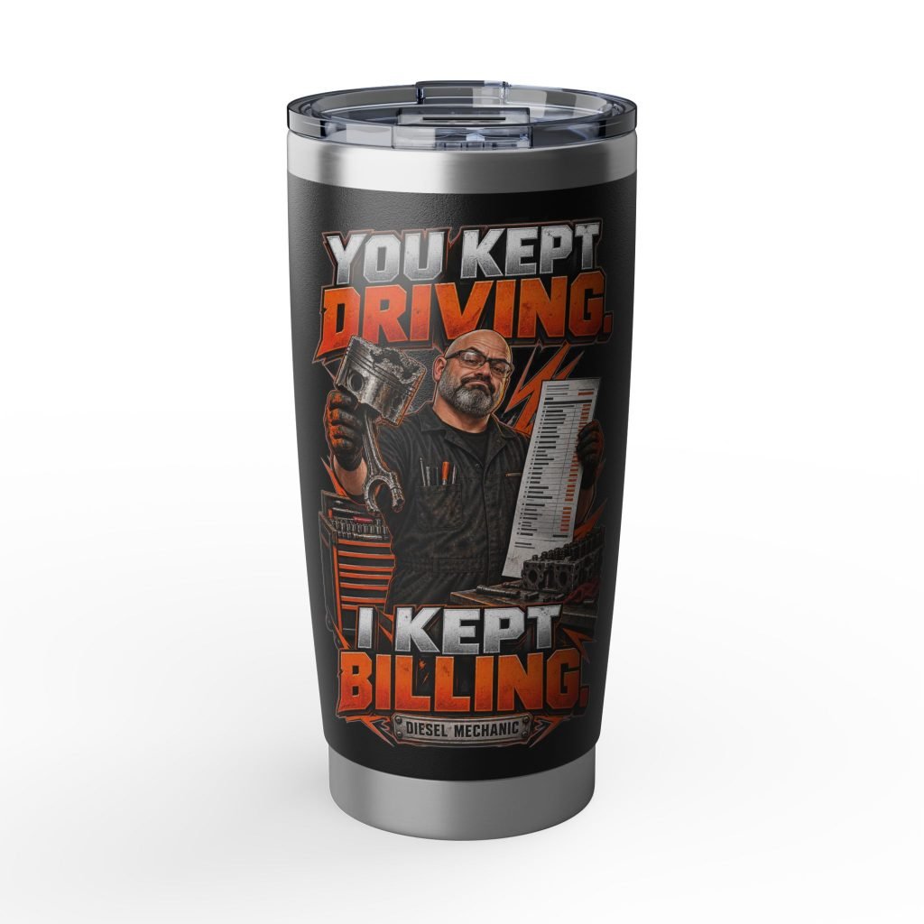 You Kept Driving. I Kept Billing. | Diesel Mechanic Black 20oz Tumbler — Don’t Be a Ronnie