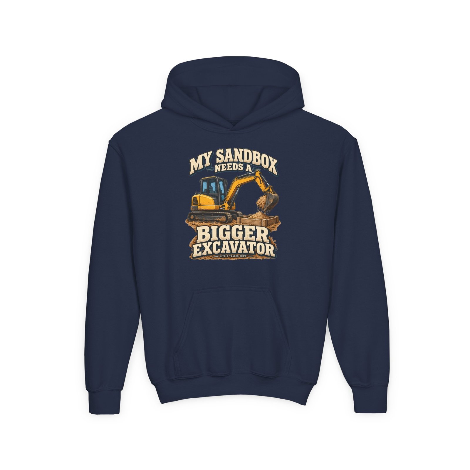My Sandbox Needs a Bigger Excavator — Little Trades Crew Youth Hoodie - Image 5