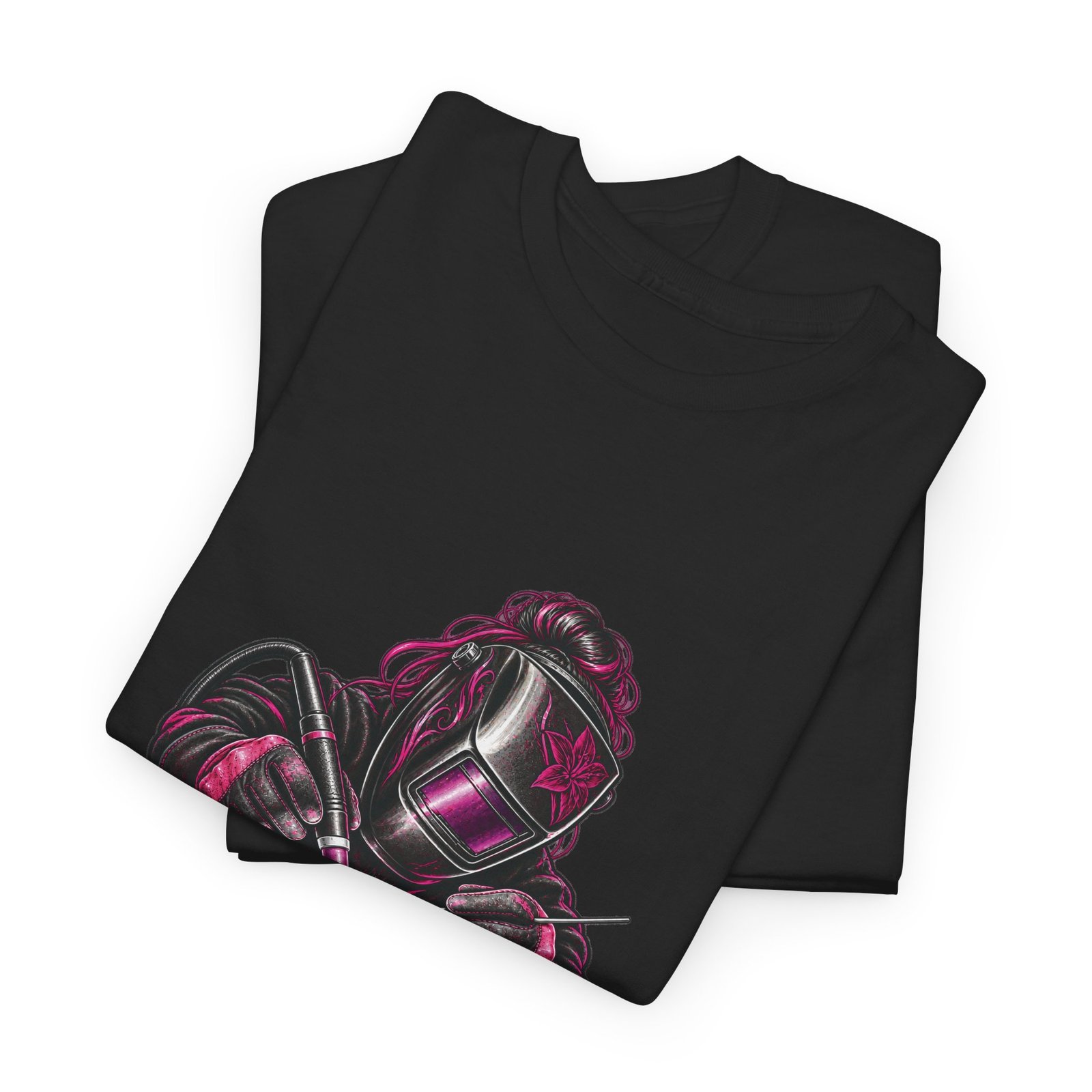 She Runs Beads, Not Her Mouth. | Hot Pink Welder T-Shirt — Her Trade. Her RULES. - Image 3