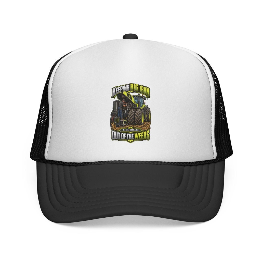 Keeping Big Iron Out of the Weeds | Diesel Mechanic Black-and-White Trucker Hat — Don’t Be a Ronnie