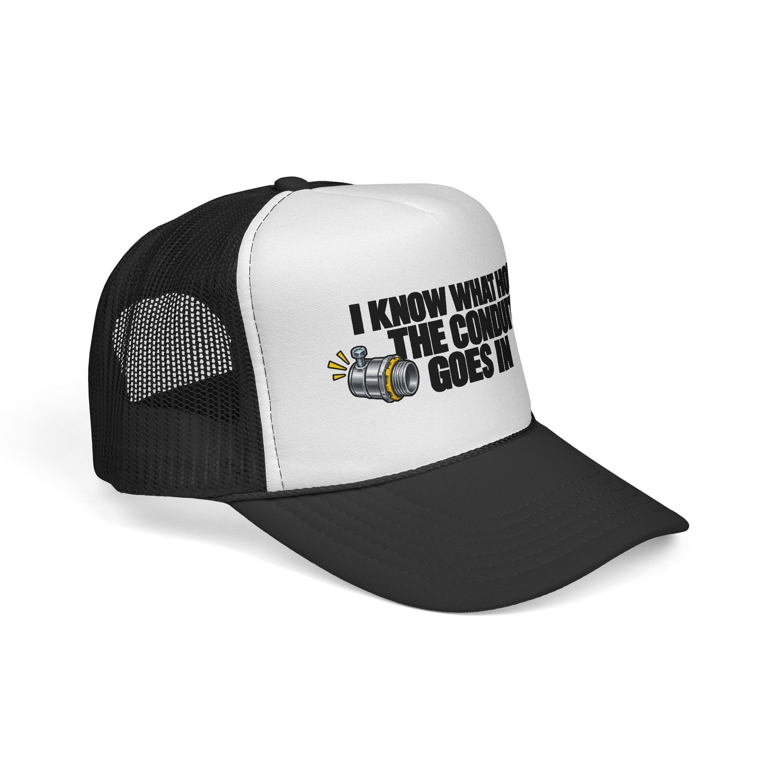 I Know What Hole the Conduit Goes In | Electrician Trucker Hat - Image 2