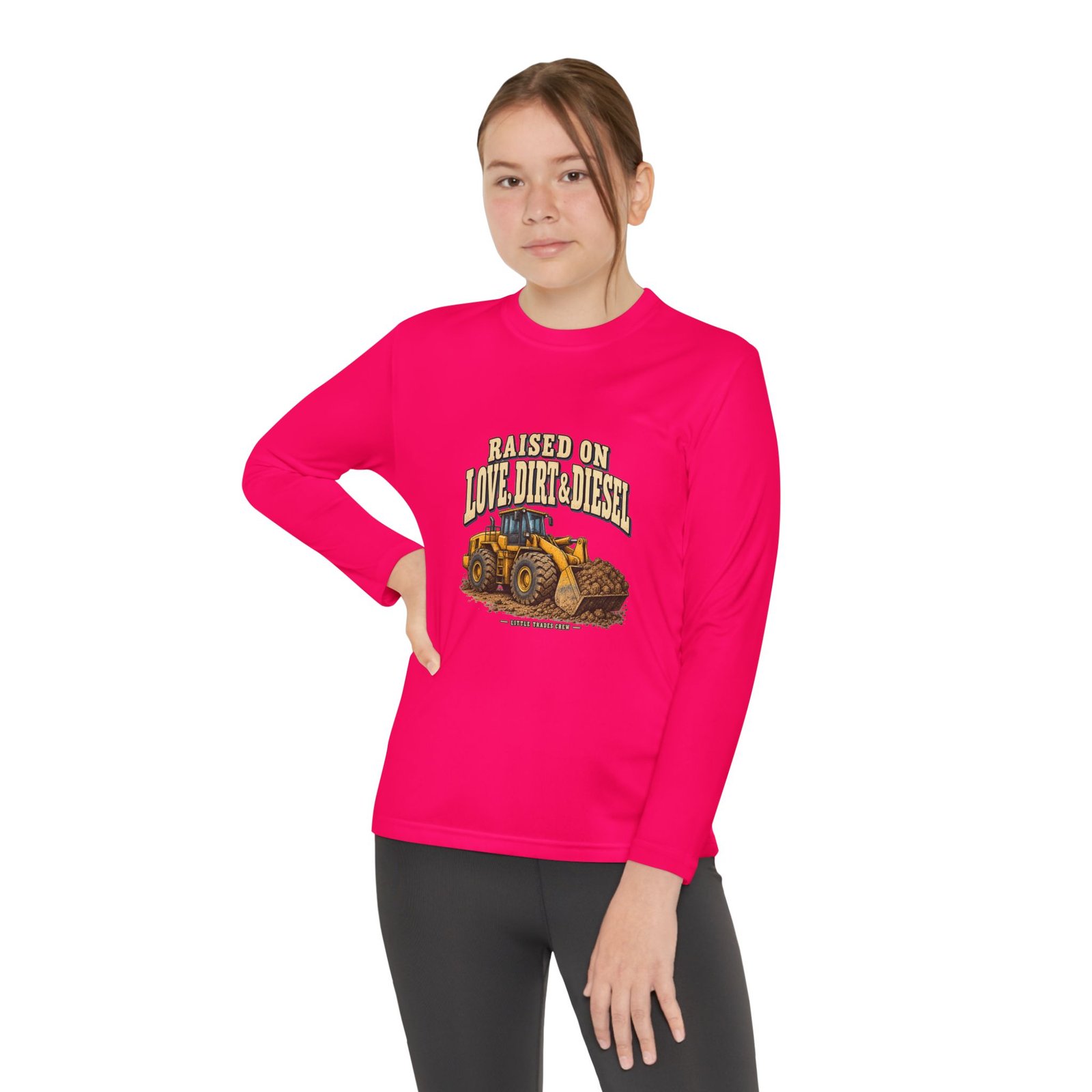 Raised on Love, Dirt & Diesel — Little Trades Crew Youth Long-Sleeve Shirt - Image 12