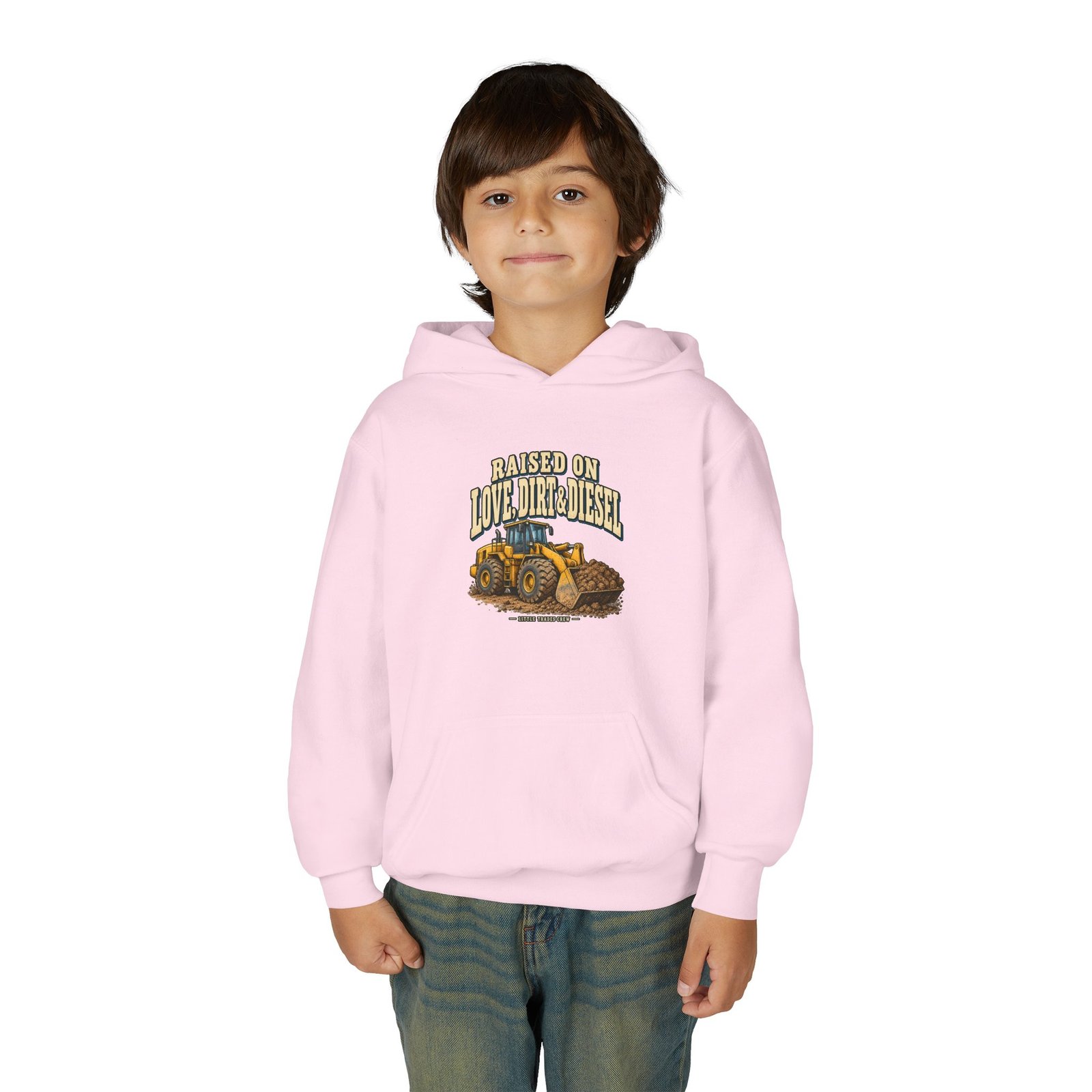 Raised on Love, Dirt & Diesel — Little Trades Crew Youth Hoodie - Image 11
