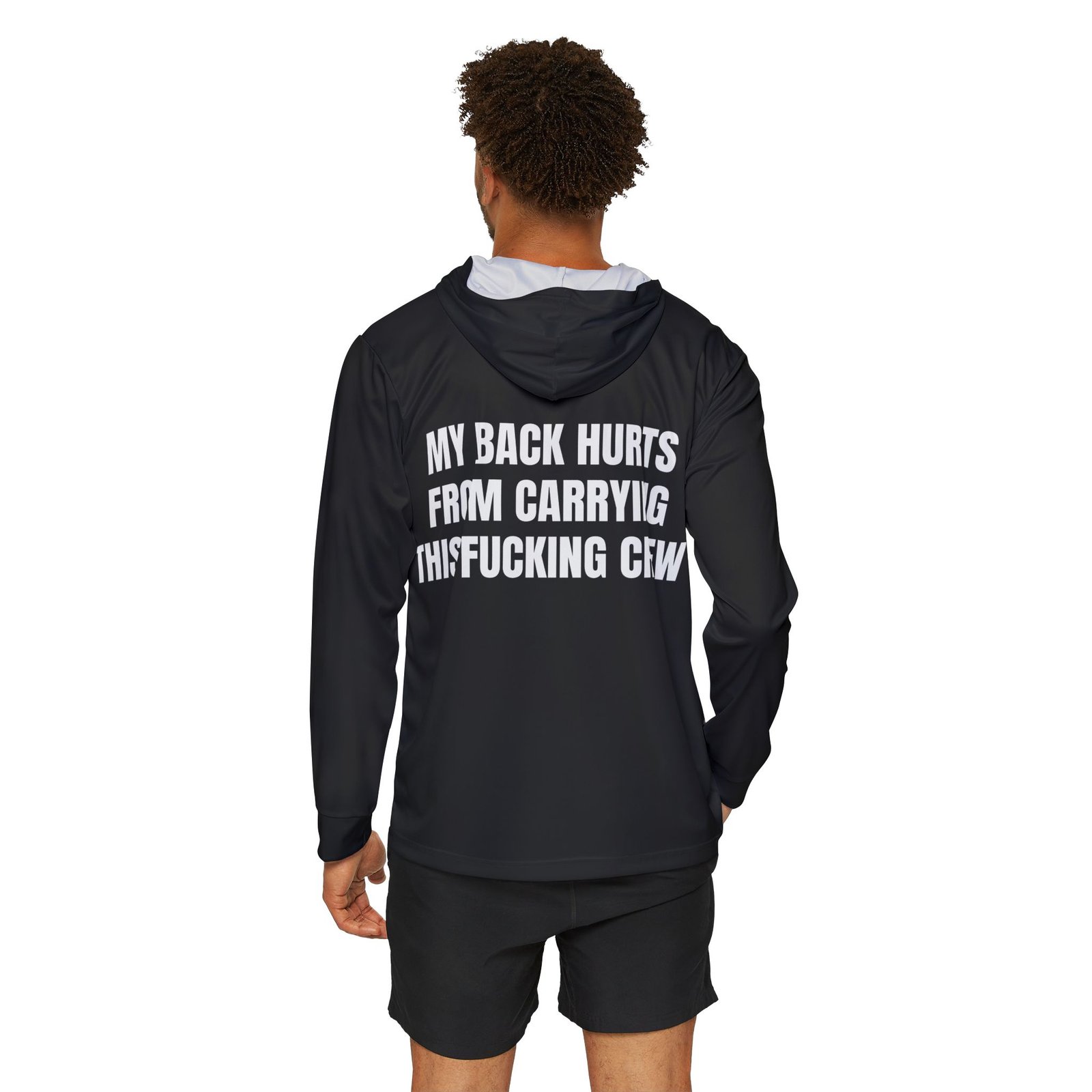 My Back Hurts From Carrying This Fucking Crew — Black Sports AOP Full-Back Hoodie | Don’t Be a Ronnie - Image 4