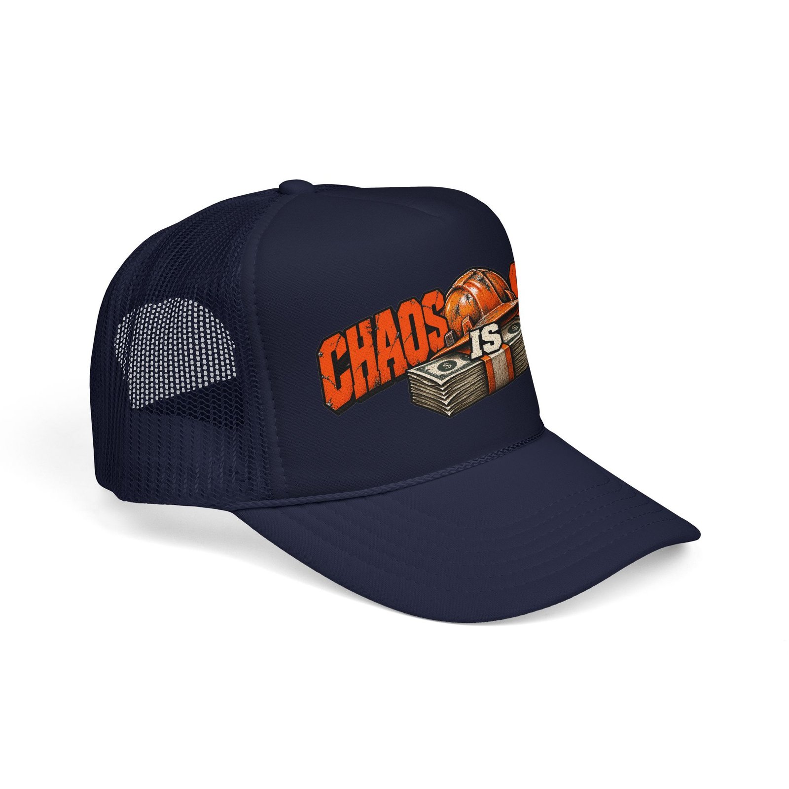 Chaos Is Cash | Neon Orange Hardhat Trucker Hat — Don’t Be a Ronnie - Image 6