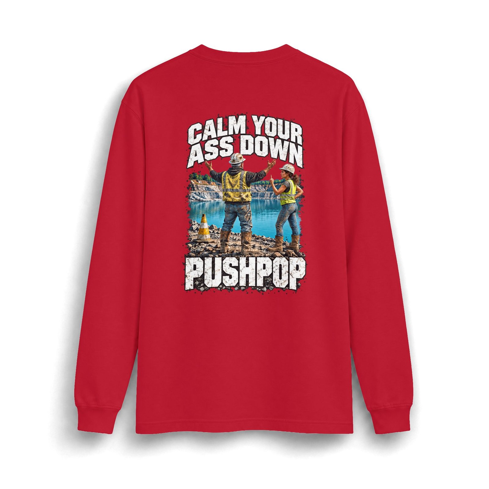 Calm Your Ass Down, Pushpop — Heavyweight Long-Sleeve Work Shirt - Image 7