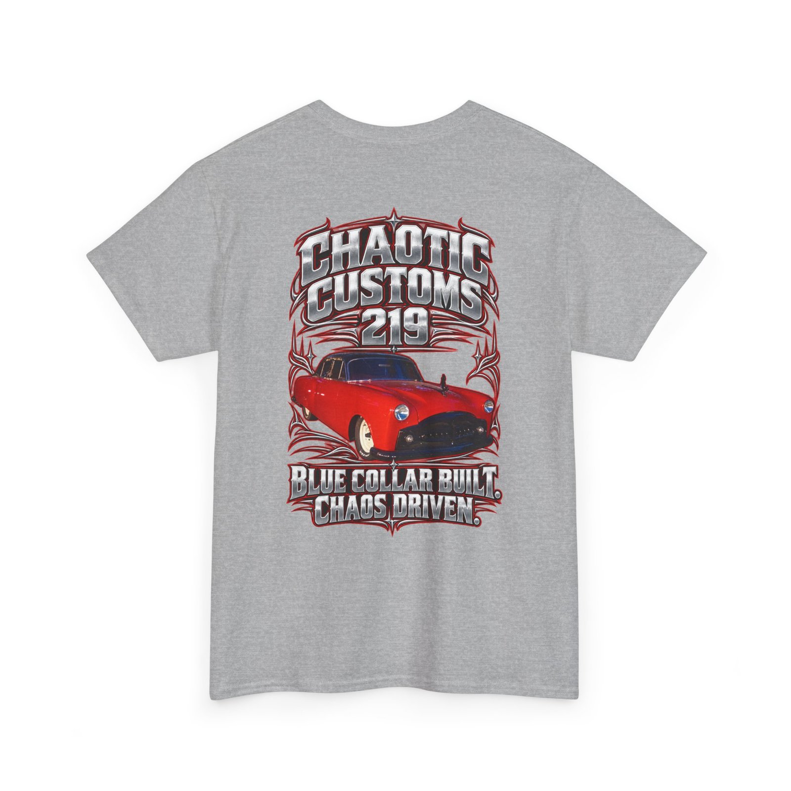 Chaotic Customs 219 — Blue Collar Built. Chaos Driven. T-Shirt - Image 3